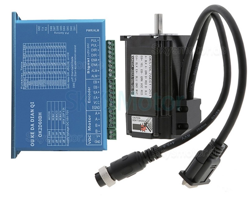 OUKEDA Nema 23 Closed Loop Schrittmotor Kit OK57DL76EC1-2C1+OK2D60BH 2,0 Nm 1,8 Grad mit OK2D60BH-Treiber